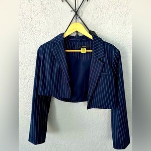 H&M Blue And White Stripe Blazer Short
